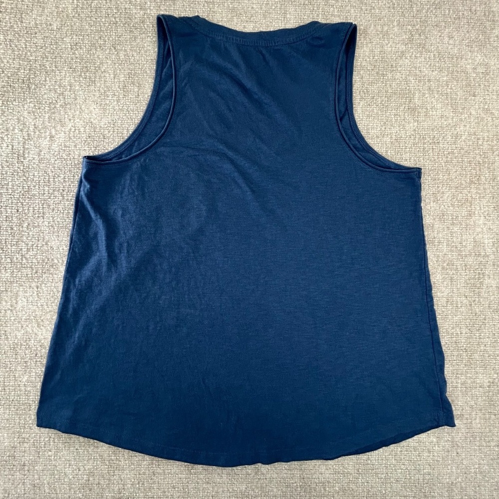 So Good For Life Tank Top Womens XL Blue Cotton Patch Pocket Curved Hem V Neck - Picture 3 of 9
